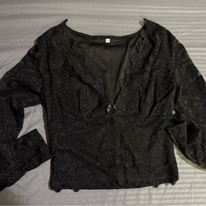 Elegant Black Lace Women's Top